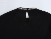 2025 Women Faux Jewel Collar Knitted Sweater Long Sleeve Round Neck Black Crop Pullover Streetwear Knitwear - details 12