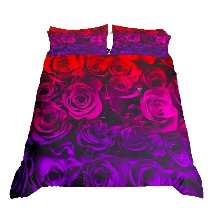 Juego de Ropa de Cama de Rosa Cubierta de Duvet de Poliéster con Fundas de Almohada para Habitación de Niños y Niñas Regalo de Dormitorio Cómodo - 1