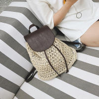 Mochila con cordón para mujer, bolso de paja a la moda, bolso de hombro de viaje de gran capacidad, para playa y verano - details 5