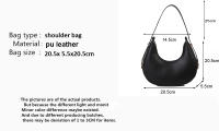 Bolso Hobo de media luna para mujer, bolso de diseñador de lujo, cuero PU suave, Color puro, hombro cruzado, axila - details 1
