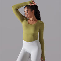 Camiseta de Yoga Sin Costuras para Mujer Deporte Top Largo Manga Larga Ropa de Gimnasio Camiseta de Correr para Entrenamiento Activo Vestimenta Ajustada Material Exterior Poliéster Temporada Primavera/Verano - details 45
