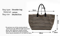 Bolsa de Lona a Rayas Grande Bolsa de Hombro Casual para Mujeres Ideal para Compras Diarias, Estudiantes, Viajes, Bolsa de Playa Material de Lining de Poliéster - details 0