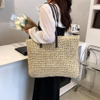 Bolso de playa de verano para mujer bolso de ratán tejido hecho a mano paja de gran capacidad bolso de hombro de cuero para mujer nuevo bohemio - details 18