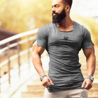 Summer Casual Cotton Breathable Slim T shirt Gym Fitness T-shirt New Fashion Hip Hop Short Sleeves Square Collar Hole Clothing - details 13