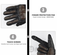 Guantes de Motocicleta de Cuero Vintage MJMOTO Certificados CE, Impermeables, Transpirables, Cómodos con Pantalla Táctil Tallas M-L-XL-XXL - details 16
