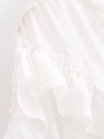 Nuevo 2025 mujeres Sexy Semi-transparente camisa con volantes blancos botón frontal manga larga cuello en V blusa de primavera Casual Streetwear Tops - details 3