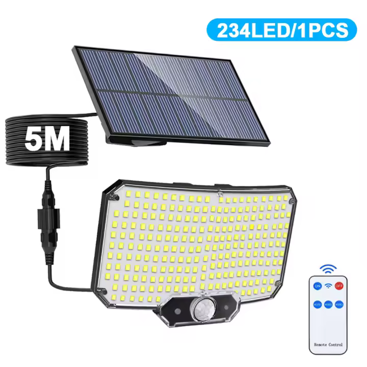 Luz Solar de 234led para exteriores, impermeable con Sensor de movimiento, 3 modos de iluminación, luz de seguridad, luz de inundación para jardín, garaje y patio - 1