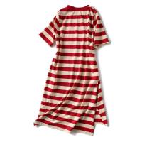 Vestido tipo camiseta holgado con estampado de rayas para mujer, versión coreana, falda de manga corta media y larga, verano - details 12