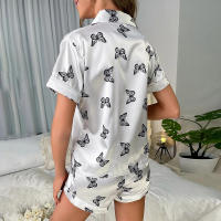 Conjunto de mujer, ropa de dormir de manga corta de seda satinada lujosa, ropa informal para el hogar, ropa de dormir para mujer - details 68