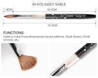 Pincel de Uñas KADS Kolinsky Sable Acrylic para Diseño de Arte de Uñas Herramienta de Manicura Seguro para Uso Profesional y Doméstico - details 8