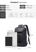 BANGE-Mochila de gran capacidad con carga USB para hombre y mujer, bolso de viaje informal Oxford, resistente al desgaste, a la moda, nuevo estilo - details 9