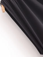 High Street Women Side Ruched Hem Slit Sleeveless Asymmetric Long Dress Black Sexy Maxi Vestidos - details 5