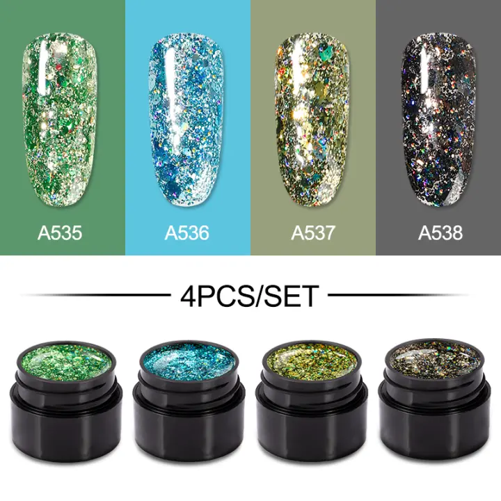ROSALIND-esmalte de uñas en Gel semipermanente, barniz brillante para manicura UV, 4 piezas, 5ml - 1