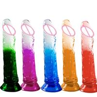 Consolador realista Crystal Jelly Consoladores Succión Pene Empuje Punto G Vagina Estimulador anal Ventosa Pene Empuje Vagina Anal Butt Plug Masturbador Adultos Juguetes sexuales para parejas - details 0