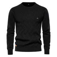 Suéteres AIOPESON Argyle Básicos para Hombres de Color Sólido con Cuello Redondo Manga Larga Tejidos de Pullover de Moda Invernal Nuevos Suéteres Cálidos para Hombres Material Exterior 95% Algodón 5% Lycra Hecho en China - details 5