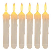 6 velas cónicas LED sin llama con control remoto, candelabros falsos de marfil de 6,1 pulgadas, vela de ventana sin goteo con pilas con llama parpadeante 3D para chimenea Navidad Halloween - details 10