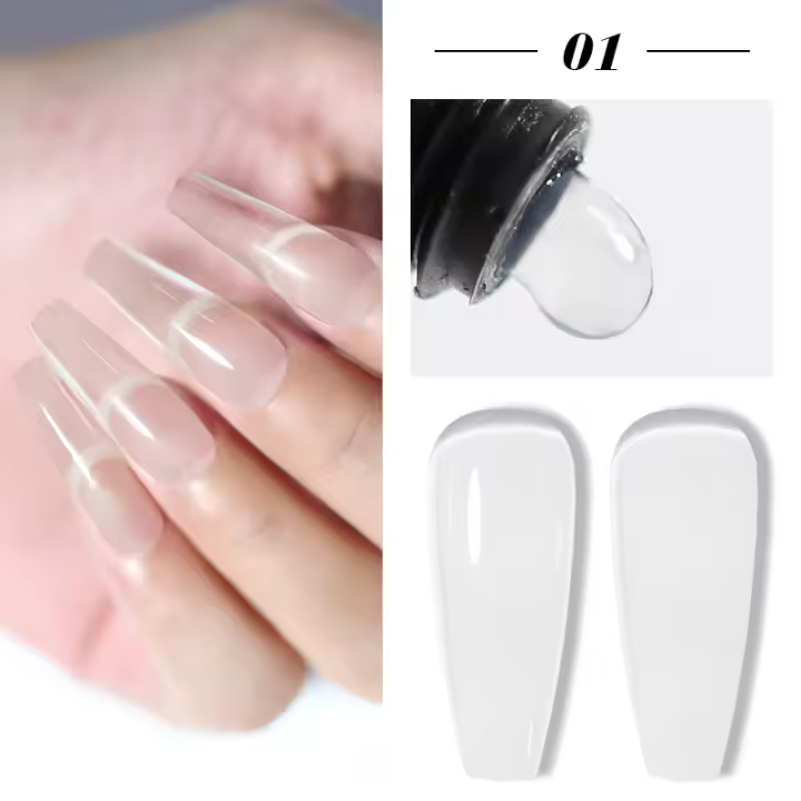 Parkson-Gel para extensión de uñas, construcción rápida LED de Gel UV, color rosa y blanco, 15ml - 1
