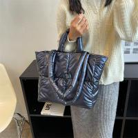 Bolso de algodón acolchado para mujer, bolsa de hombro de gran capacidad, a la moda, de diseñador, de lujo - details 9