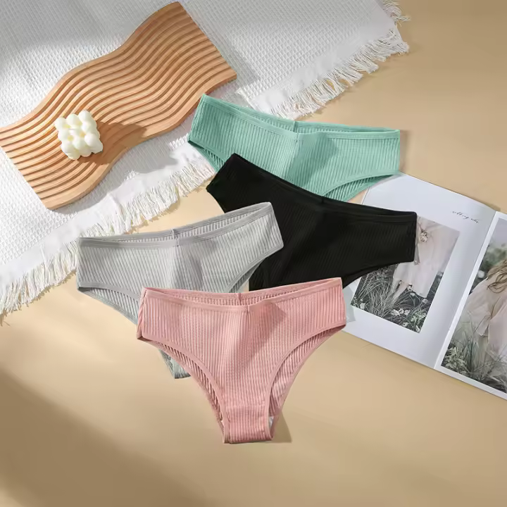 Bragas de algodón de Color liso para mujer, ropa interior Sexy, lencería de talla grande, 4 unidades por juego, máxima comodidad - 1