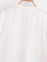 Nuevo 2025 mujeres Sexy Semi-transparente camisa con volantes blancos botón frontal manga larga cuello en V blusa de primavera Casual Streetwear Tops - details 10