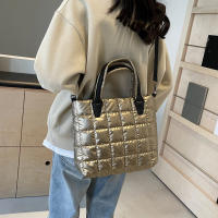 Bolso de hombro cruzado acolchado de algodón para mujer y niña, bolsa de mensajero de gran capacidad, a la moda, Color sólido - details 4
