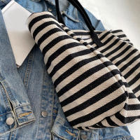 Bolsa de Lona a Rayas Grande Bolsa de Hombro Casual para Mujeres Ideal para Compras Diarias, Estudiantes, Viajes, Bolsa de Playa Material de Lining de Poliéster - details 26