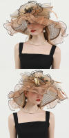 Gorra de Derby a Cuadros con Plumas y Flores para Mujer 2024 Verano Gorra de Boda de Organza con Velo Amplio Ccare de Polyester Secado Normal Instrucciones de Cuidado - details 2