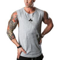 Mens Gym Clothing Bodybuilding Tank Tops Fitness Training Sleeveless 0-neck Shirts Cotton Breathable Vest Casual Sports Singlets - details 7