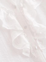 Nuevo 2025 mujeres Sexy Semi-transparente camisa con volantes blancos botón frontal manga larga cuello en V blusa de primavera Casual Streetwear Tops - details 5