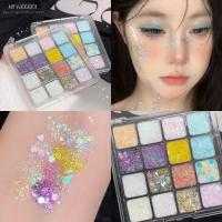 Paleta de Sombras de Ojos de Secuencias Brillantes Gel de Brillo Autoadhesivo para Pelo, Uñas, Cuerpo Belleza en Tonos Azul, Rosa, Amarillo - details 0