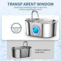 Fuente con ventana de nivel de agua para gato y perro, dispensador de agua de acero inoxidable de 3,2 L para mascota múltiple - details 1