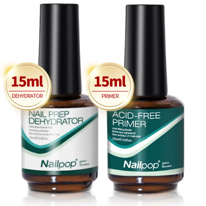 Nailpop Deshidratador y Primer para Uñas Preparación Natural de Uñas sin Ácido para Esmalte de Uñas de Gel Acrílico y UV Secado Rápido Conjunto de Unión Superior - 1