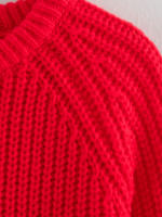 Women Long Sleeve Knit Cardigan Coat Autumn Winter Casual Outerwear Female Single Breasted Red Warm Christmas Sweater - details 4