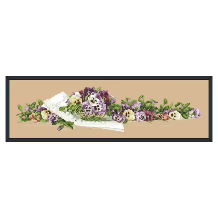 Kit de punto de cruz Pansy Vals, hilo de algodón, 18ct, 14ct, 11ct, lino, lienzo, costura, bordado, bricolaje - 1