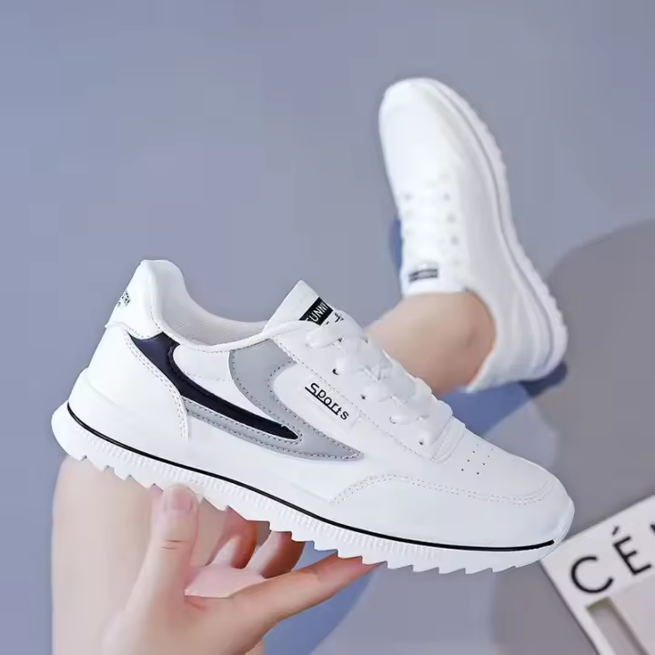 Zapatillas de deporte con cordones para mujer, zapatos vulcanizados de Color sólido, versátiles, para correr, ligeras - 1
