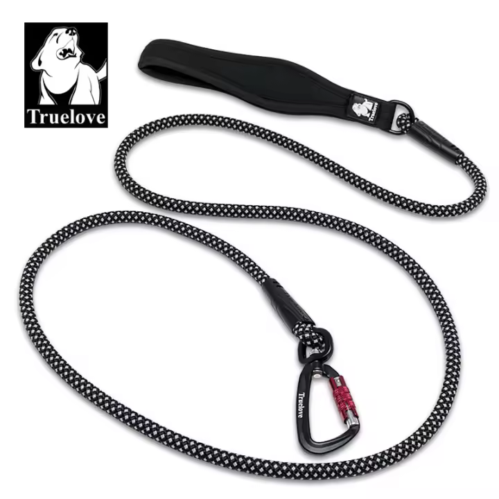TrueLove-Correa de nailon para perro y mascota, gancho reflectante de aleación de aluminio, acero inoxidable, anillo en D, mango de neopreno, caminar, senderismo, TLL2571 - 1