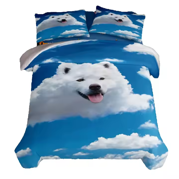 Juego de funda nórdica Cloudboi Dog Art, juego de ropa de cama King Queen doble, tamaño individual - 1