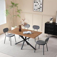 Juego de 4 sillas de comedor nórdicas con patas de hierro tapizadas simples premium apilables para sala de estar/salón de espera/bar/restaurante - details 6