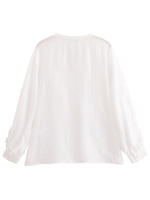 Nuevo 2025 mujeres Sexy Semi-transparente camisa con volantes blancos botón frontal manga larga cuello en V blusa de primavera Casual Streetwear Tops - details 9
