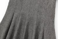 Gray Wide Swing Short Dress For Women O Neck Short Sleeve Pleated Mini Dress Female Autumn Casual Vestidos - details 6