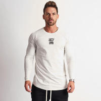 Camiseta Deportiva de Algodón con Estampado de Letra Cuello Redondo, Manga Larga, Fitness de Otoño-Invierno para Hombres - details 7