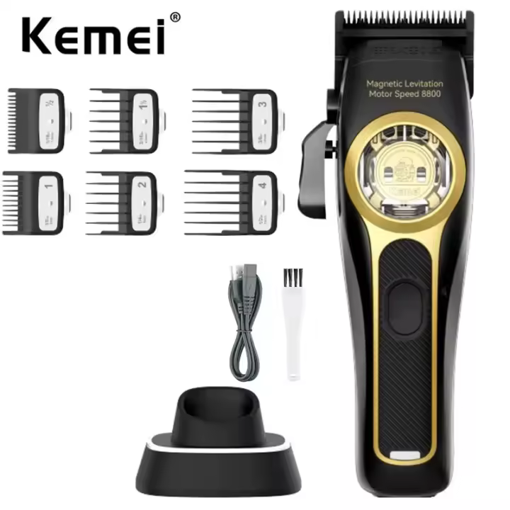 Kemei 2373 cortapelos profesional inalámbrico para peluquero, Máquina para cortar cabello eléctrica para hombres, Motor magnético de 8800RPM - 1