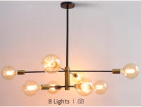 Lámpara de techo moderna con brillo de hierro, iluminación creativa minimalista, con personalidad, para decoración del hogar, color dorado y negro, E27 - details 11