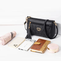 Bolso cruzado de cuero PU con cremallera para mujer, bandolera pequeña de gran capacidad con borlas de hilo, a la moda, novedad - details 18