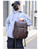 Nuevas mochilas con hebilla de cinturón, bolsos casuales retro británicos, mochilas de cuero PU suave, bolsos de viaje de gran capacidad para salir, mochilas escolares unisex para estudiantes - details 17