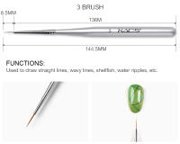 Brochas de Arte de Uñas KADS Set de 3 Piezas para Liner Rayas de Detalle Pintura Mezcla y Líneas Alargadas - details 5