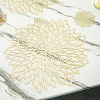 4 Uds. Mantel Individual de PVC bronceado con flor de hibisco, 38cm - details 1
