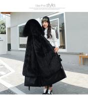 Chaqueta de invierno con capucha para mujer, Parka larga y gruesa con relleno de piel sintética, chaqueta desmontable de talla grande - details 20