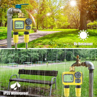 Temporizador de agua de riego de 2 salidas, sistema de riego automático de jardín, controlador de riego programable, retardo de lluvia, aspersión al aire libre - details 6
