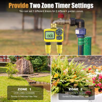 Temporizador de agua de riego de 2 salidas, sistema de riego automático de jardín, controlador de riego programable, retardo de lluvia, aspersión al aire libre - details 3